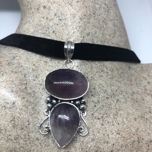 Bohemian Cabochon  Cut Droplet Deep Purple Genuine Amethyst Necklace
