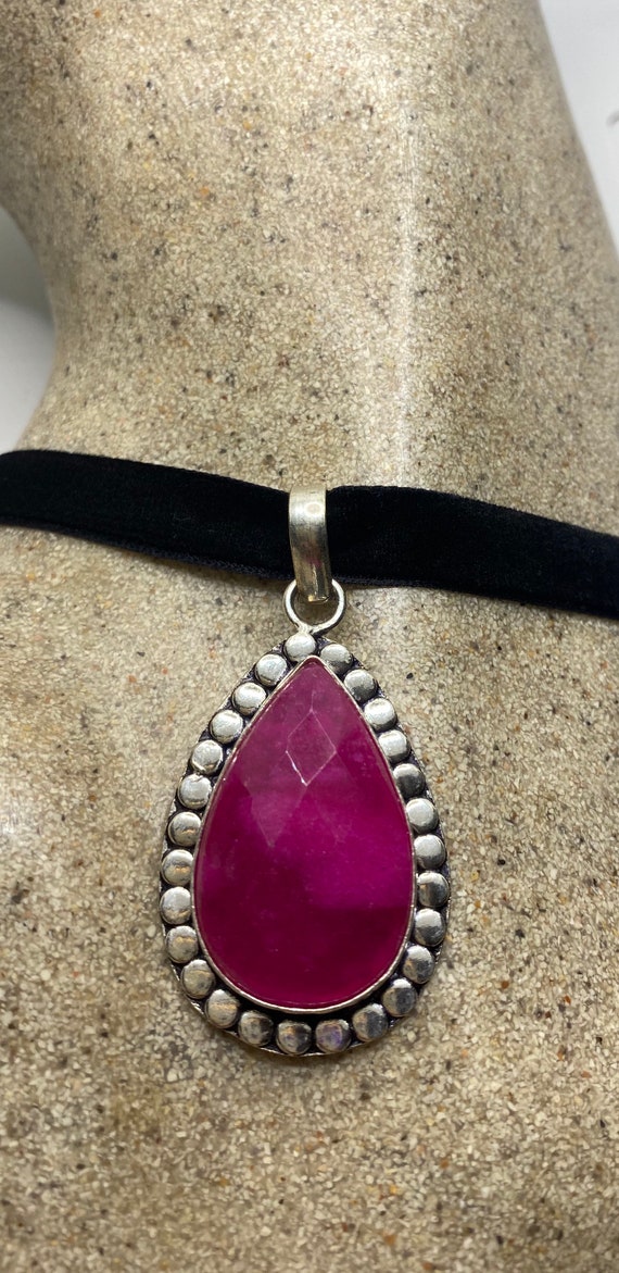 Vintage Antique Pink Raw Ruby Choker Necklace - image 1