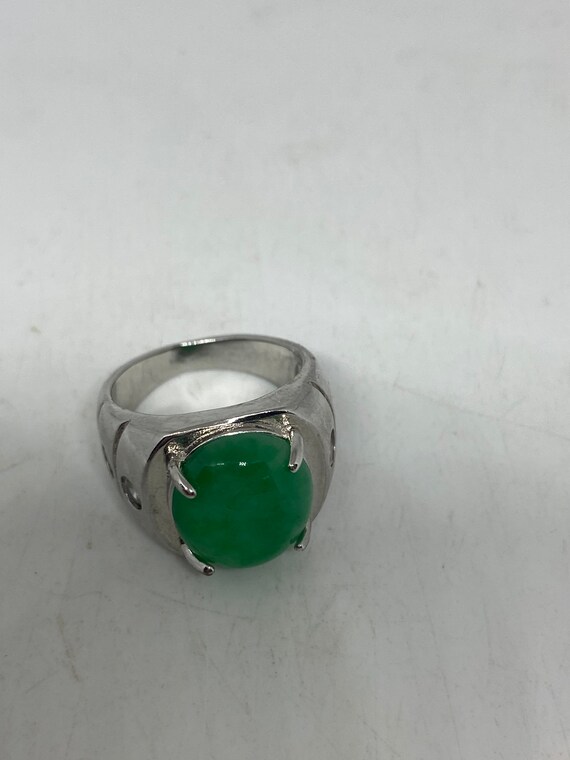 Vintage Lucky Green Nephrite Jade Ring - image 8