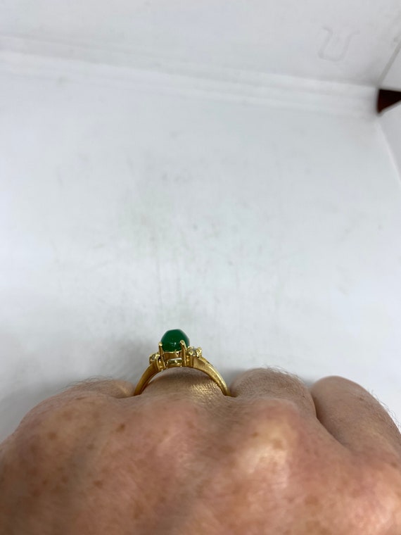 Vintage Lucky Green Nephrite Jade Ring - image 5