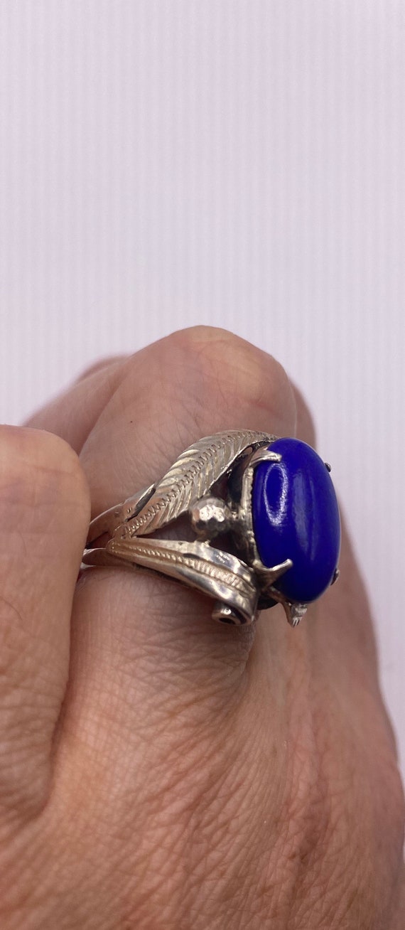Vintage Blue Lapis Lazuli 925 Sterling Silver Ring - image 3