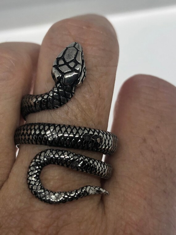 Vintage Gothic Stainless Steel Snake Serpant Mens… - image 5