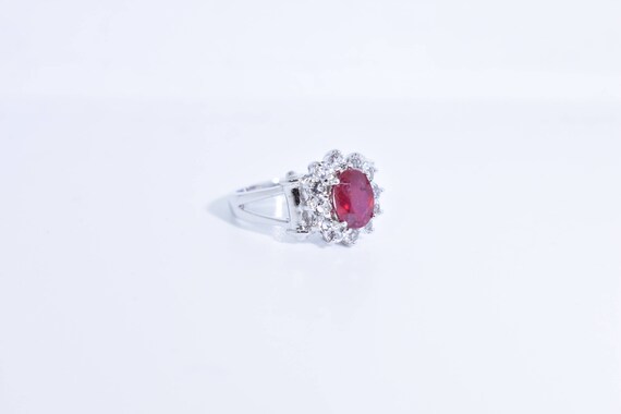 Vintage Pink Ruby 925 Sterling Silver Ring - image 3
