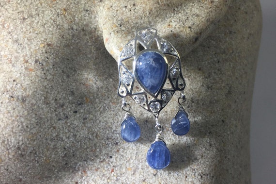 Vintage Blue Sapphire Chandelier Earrings 925 Ste… - image 5