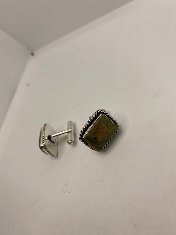 Vintage Ruby Zoisite Cuff Links - image 2