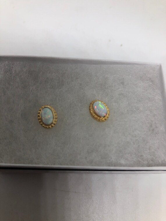 Vintage White Opal Earrings 925 Sterling Silver S… - image 3