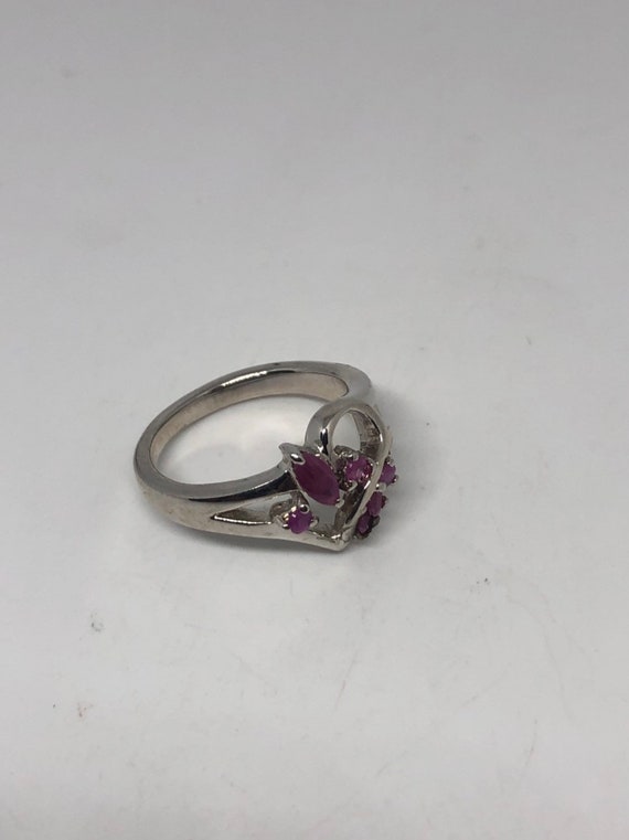 Vintage Genuine Pink Ruby 925 Sterling Silver Ring - image 3