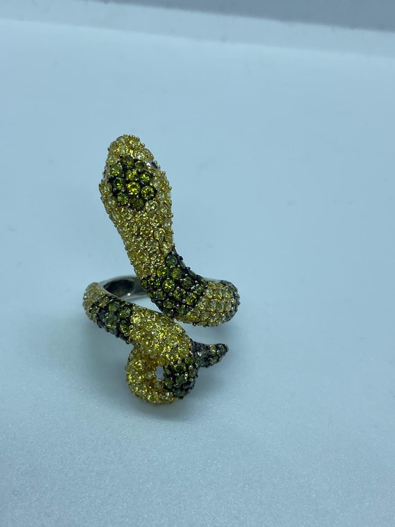 Vintage Yellow Green Cubic Zirconia Crystal Sterl… - image 7