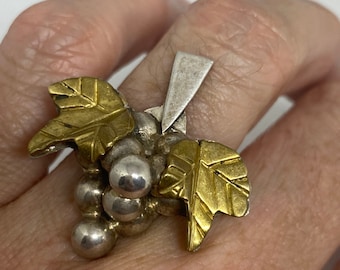 Vintage Grape Ring 925 Sterling Silver Antiqued Bronze Finish