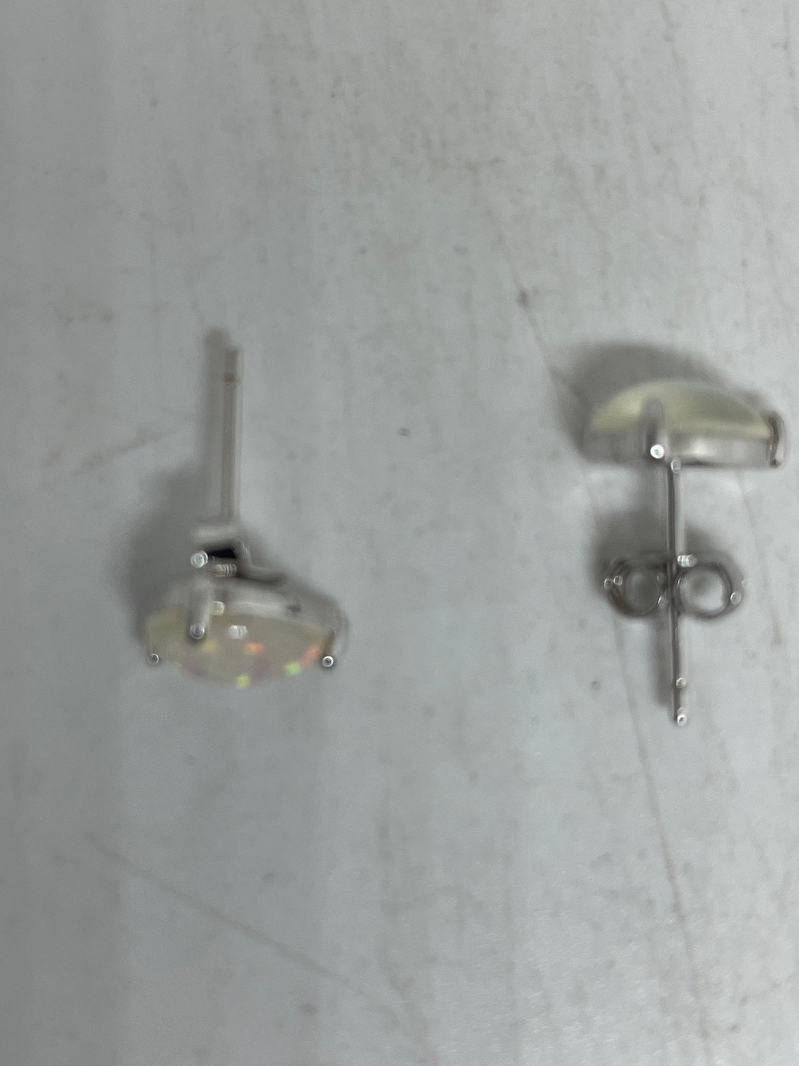 Vintage Opal Earrings 925 Sterling Silver Stud Button Etsy UK