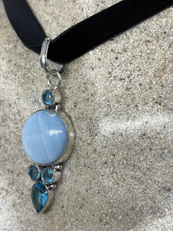 Hand Made Blue chalcedony Choker Necklace - image 5