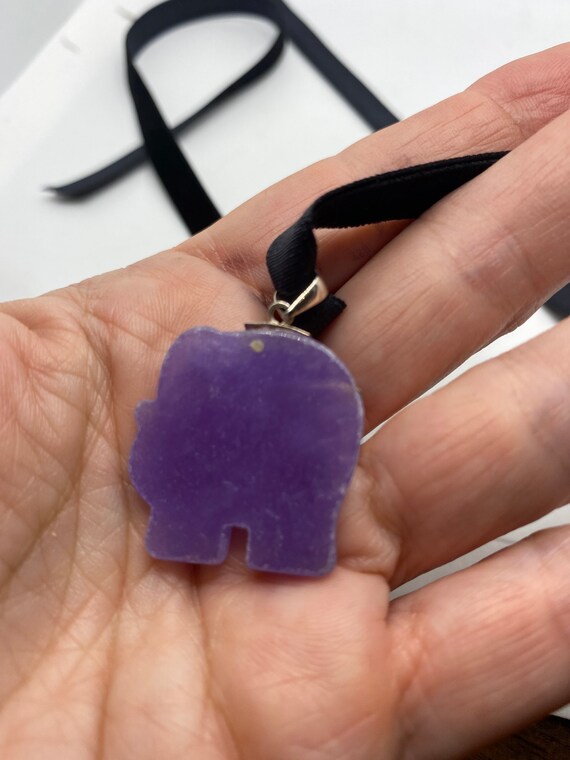 Vintage Purple Jade Elephant Choker 925 Sterling … - image 2