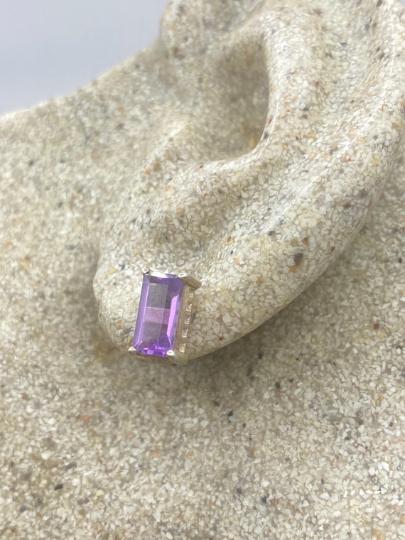 Vintage Purple Amethyst Earrings 925 Sterling Silver Studs