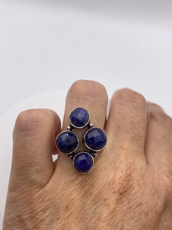 Vintage Blue Raw Sapphire Ring Boho Statement - image 4