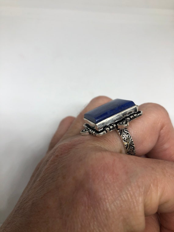 Vintage Blue Genuine Lapis Lazuli Cocktail Ring - image 6