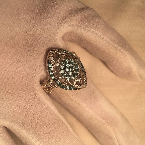 Vintage Genuine shops Blue Topaz White Sapphires 925 Sterling Silver Ring