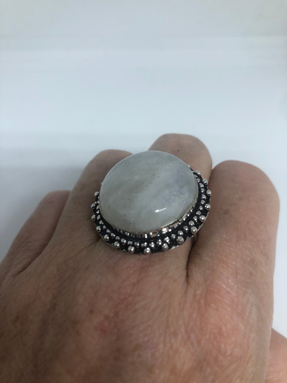 Vintage Genuine Blue White Rainbow Moonstone Ring… - image 6