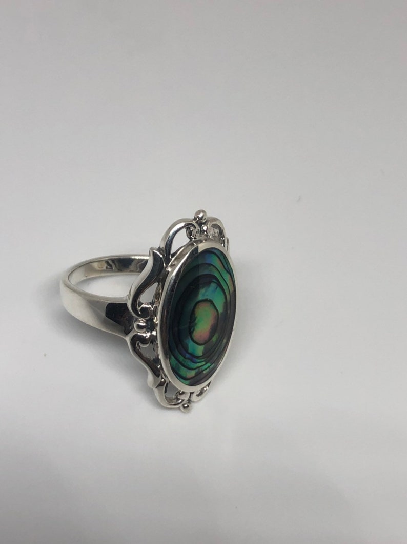 Antique Abalone filigree sterling silver ring