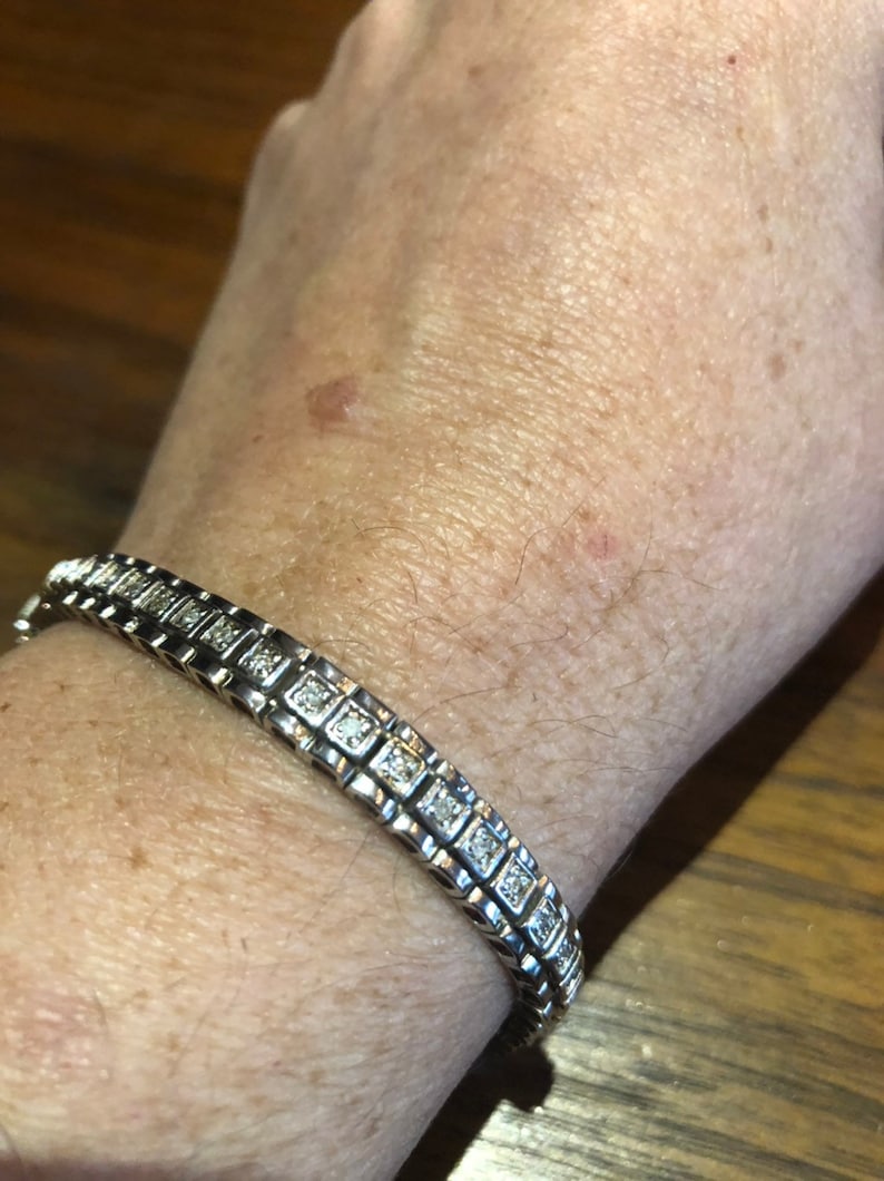 Handmade Genuine white Sapphires Rhodium Finished 925 Sterling Silver Tennis Bracelet