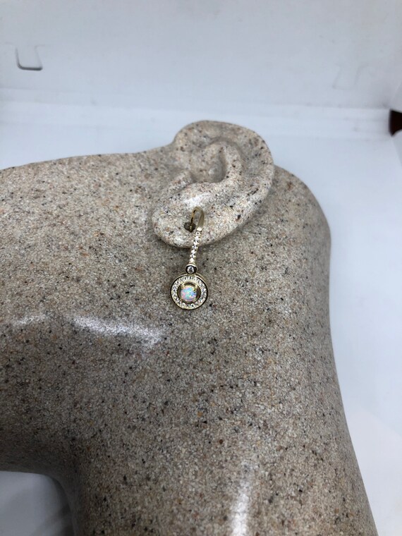 Vintage White Opal Earrings White Sapphire 925 St… - image 2
