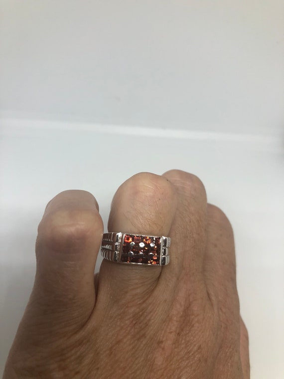 Vintage Red Bohemian Garnet Ring 925 Sterling Sil… - image 4