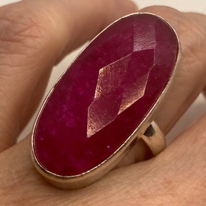 Vintage Handmade Raw Pink Ruby Silver Gothic Ring