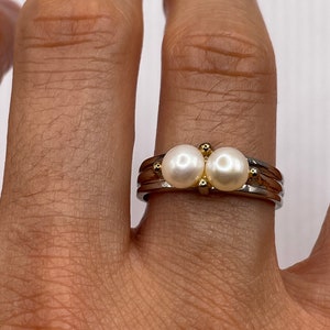 Vintage Cultured Pearl 925 Sterling Silver Ring