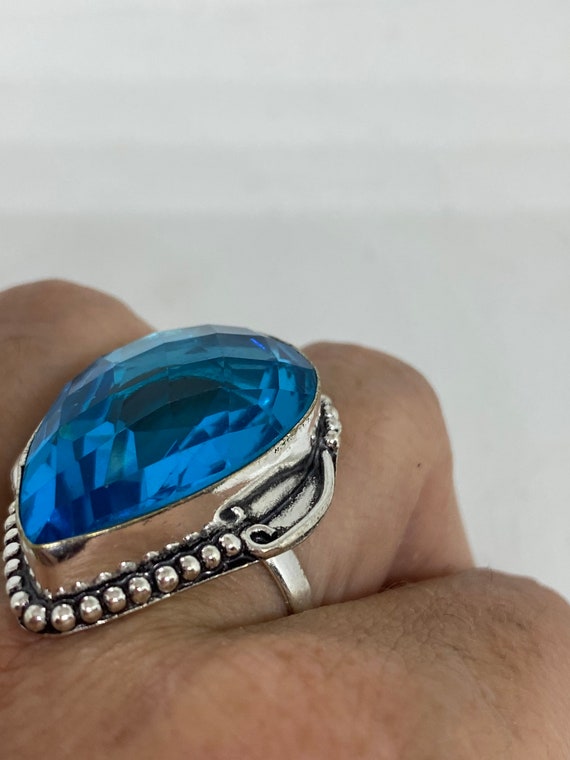 Vintage Aquamarine Vintage Art Glass Deco Ring - image 6