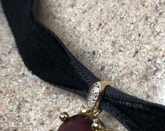Vintage Handmade 925 Sterling Silver Gold Finish Genuine Garnet Antique Pendant Necklace