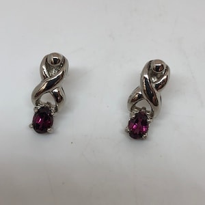 Vintage Pink Tourmaline Deco 925 Sterling Silver Earrings