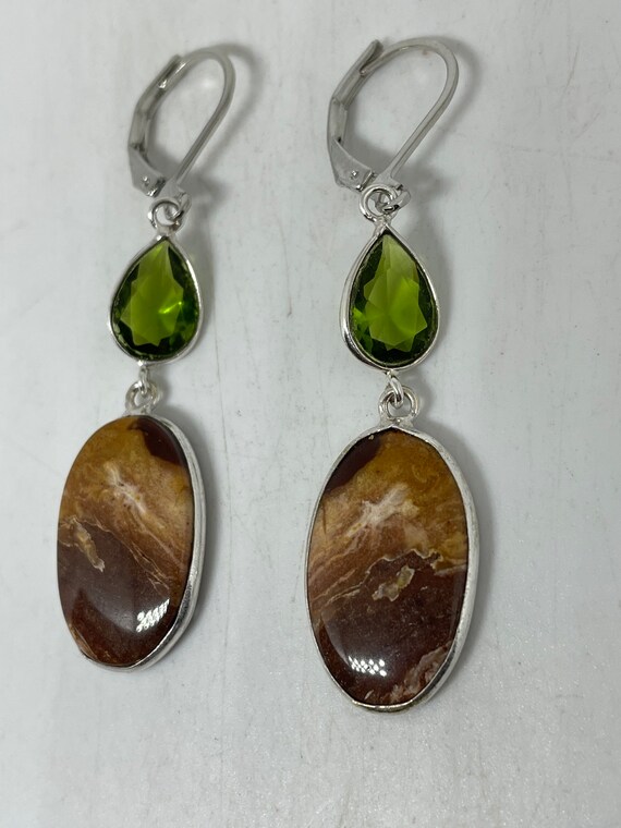 Boucles D'oreilles Vintage Argent 925 Et Agate - Occasion, Style Boucle