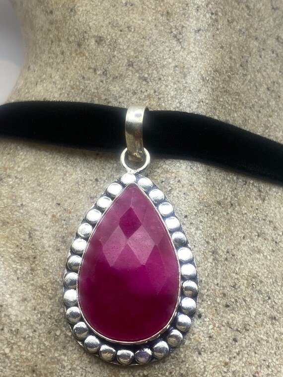 Vintage Antique Pink Raw Ruby Choker Necklace - image 1