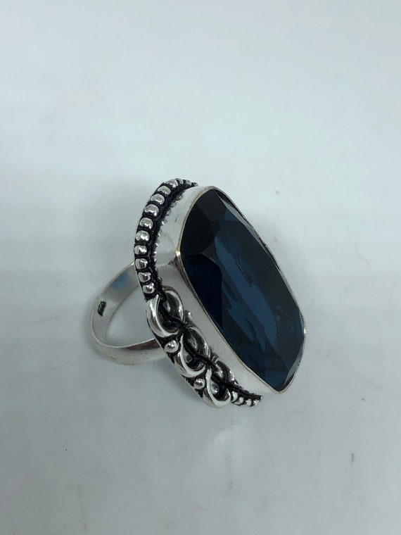 Vintage Cobalt Blue Ring Antique Art Glass  Cockt… - image 5