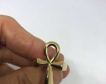 Vintage Golden Stainless Steel Gothic Egyptian Ankh Mens Ring