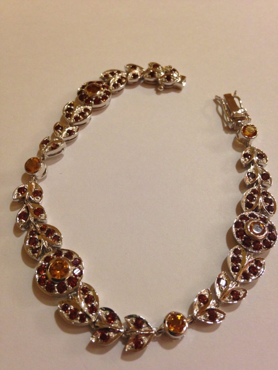 Vintage Handmade Genuine Citrine  and Garnet 925 … - image 3