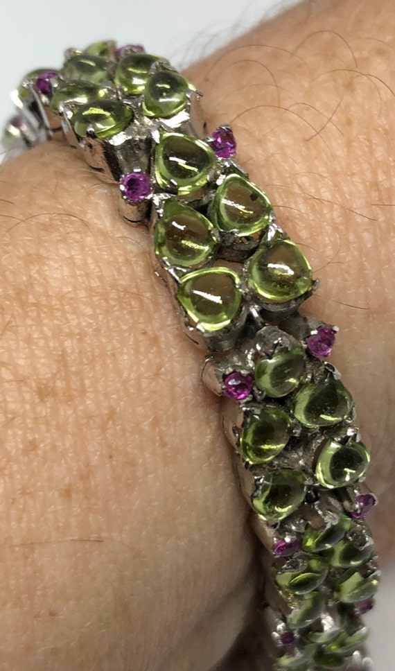 Vintage Peridot Ruby Tennis Bracelet in 925 Sterli