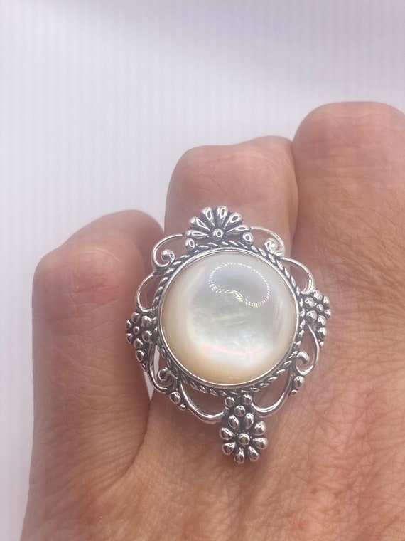 Antique White Mother of Pearl Filigree Sterling Si