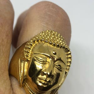 Vintage Gothic Gold Finished Buddha Head Mens Ring