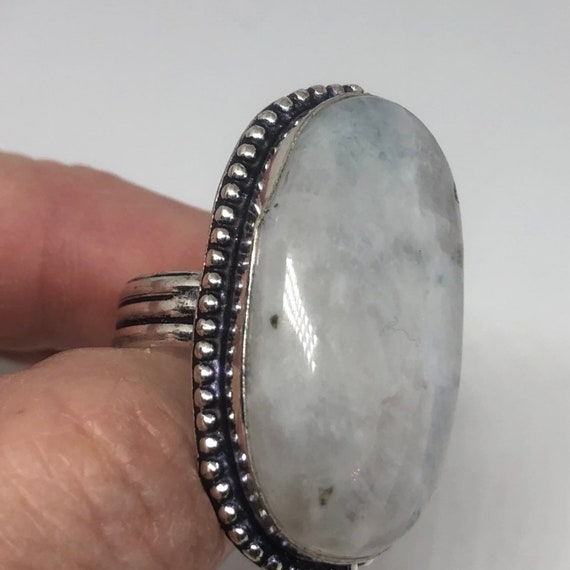 Vintage Blue White Rainbow Moonstone Silver Cockt… - image 4