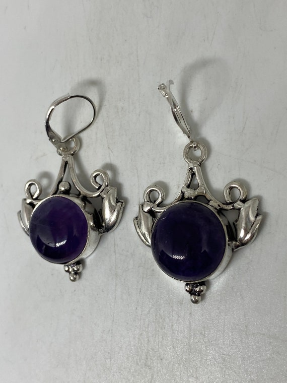 Vintage Purple Amethyst Earrings 925 Sterling Sil… - image 7