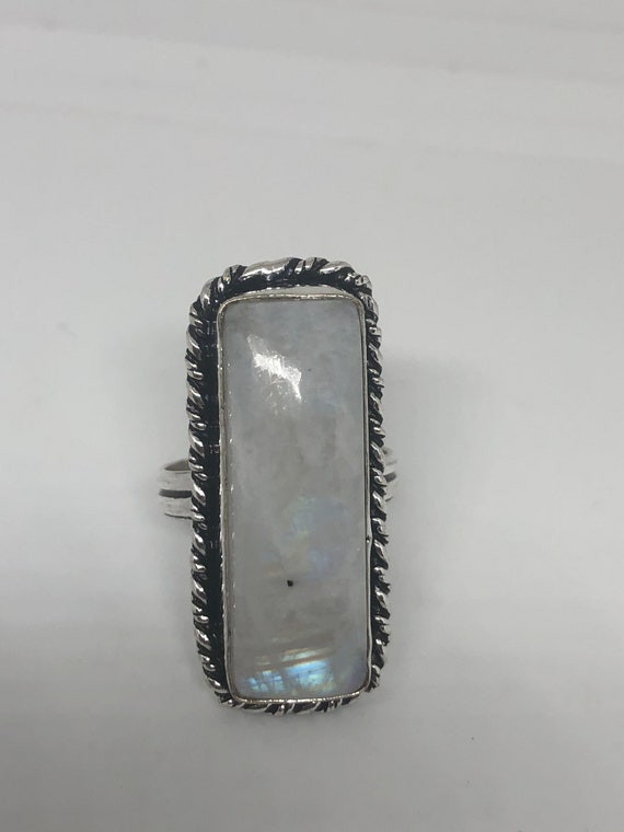 Vintage Genuine Blue White Rainbow Moonstone Ring… - image 8