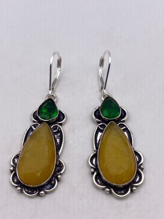 Vintage Yellow Jasper 925 Sterling Silver Leverba… - image 5