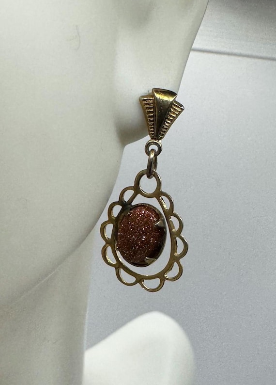 Boucles D'oreilles Anciennes Style Lustre (chandelier) Couleur Or/bronze Avec Strass - Occasion