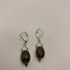 Vintage Labradorite Silver Dangle Earrings image 1