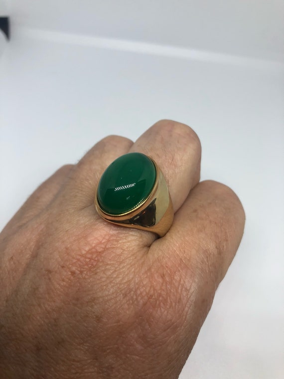 Anello Uomo Vintage Gotico In Crisoprasio Verde | Nemesis Jewelry NYC