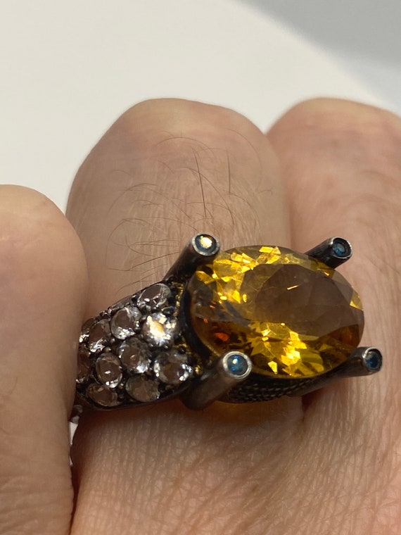 Vintage Golden Citrine 925 Sterling Silver Cockta… - image 1