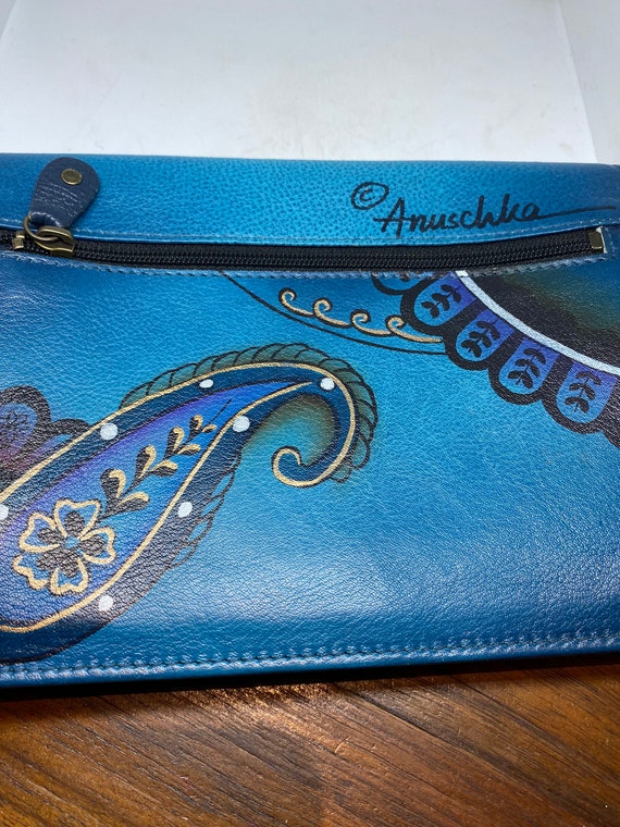 Hand Painted Paisley Genuine Leather Anushka Wall… - image 2