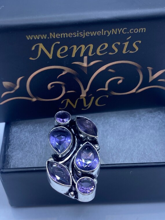 Vintage Blue Iolite Silver Statement Cocktail Ring - image 7