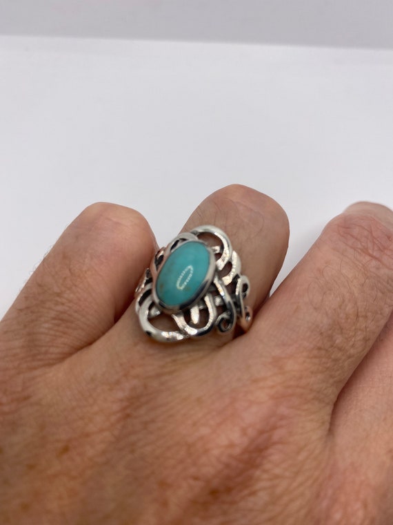 Vintage  Turquoise Gemstone 925 Sterling Silver C… - image 4