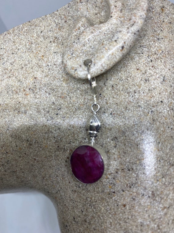 Vintage Raw Ruby LeverBack 925 Sterling Silver Ea… - image 6